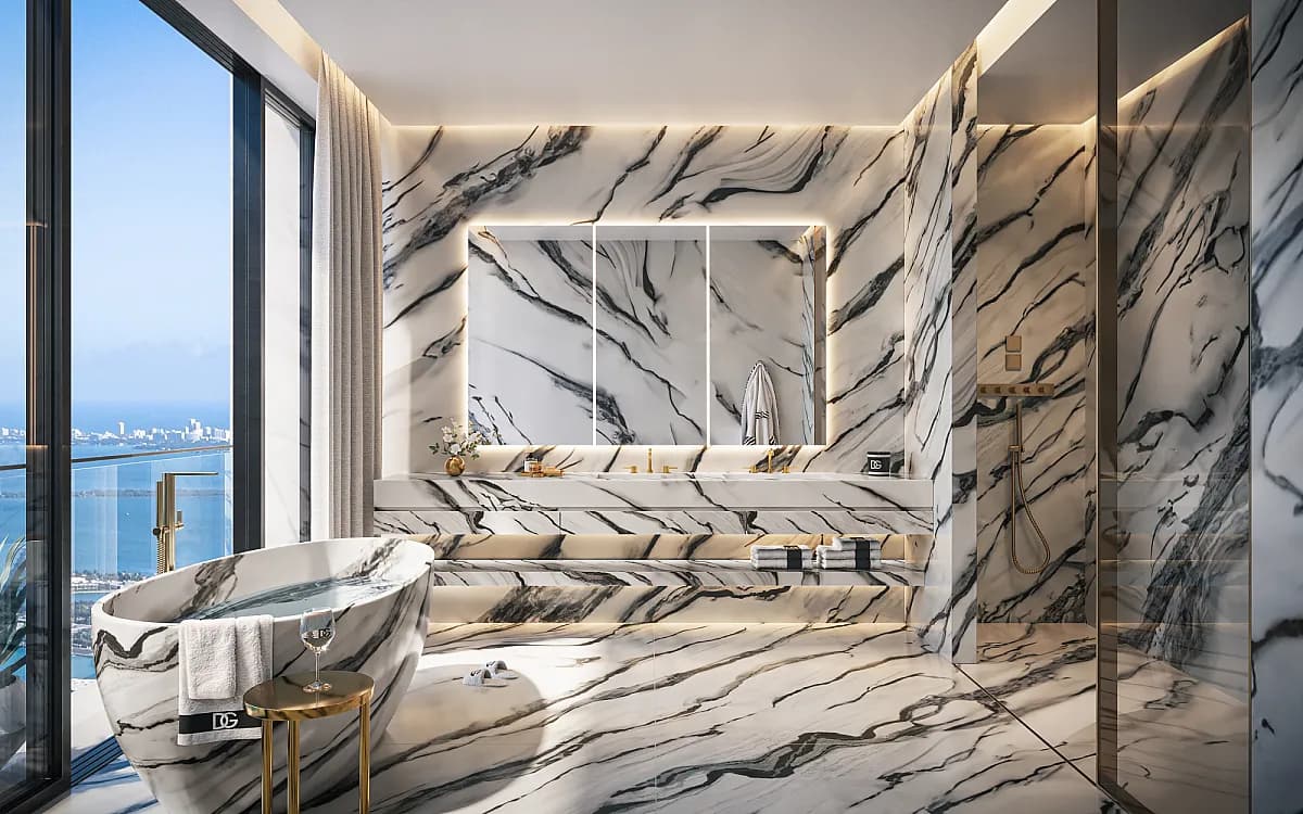 Detalle de finishes premium en torre del sur de Florida